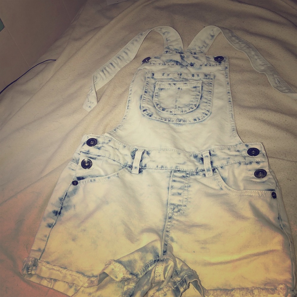 White and blue overalls